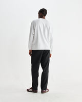 wax london men's Hayden - White Textured Organic Cotton Long Sleeve T-Shirt
