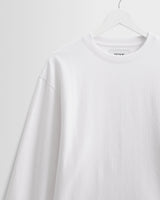 wax london men's Hayden - White Textured Organic Cotton Long Sleeve T-Shirt