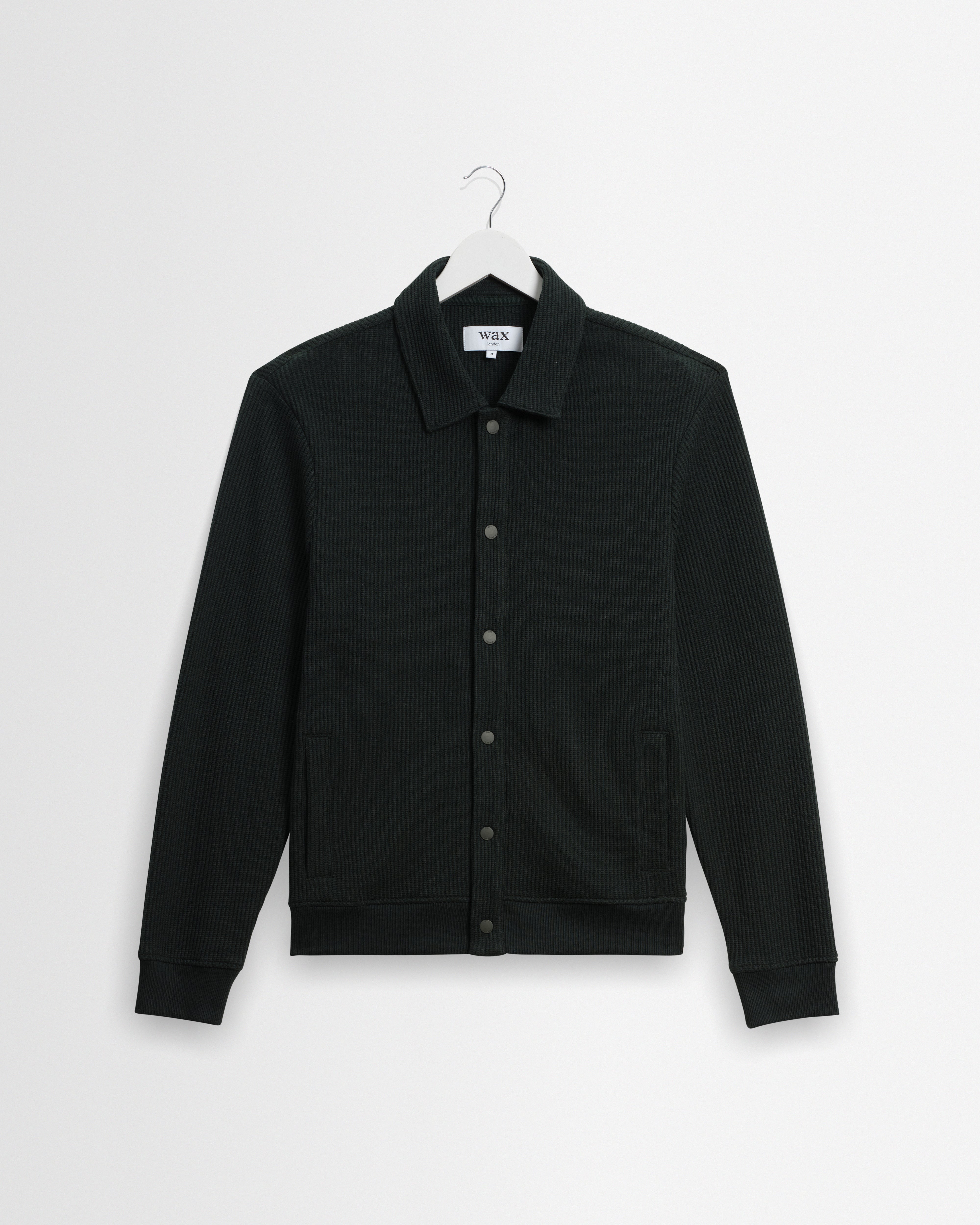 Men's Dark Green Structured Waffle Overshirt | Wax London