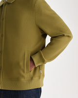 wax london men's Hays - Green Waffle Jersey Overshirt