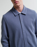 wax london men's Hays - Mid Blue Structured Waffle Overshirt