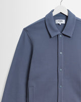 wax london men's Hays - Mid Blue Structured Waffle Overshirt