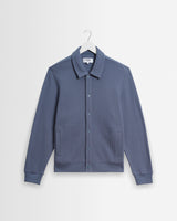 wax london men's Hays - Mid Blue Structured Waffle Overshirt