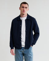 wax london men's Hays - Navy Structured Waffle Overshirt