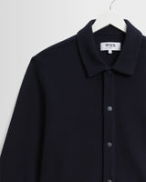 wax london men's Hays - Navy Structured Waffle Overshirt