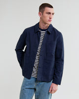 wax london men's Healey - Navy Organic Cotton Chore Jacket