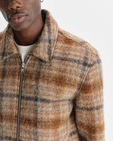 wax london men's Heath - Natural And Tan Drawn Check Jacket