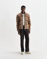 wax london men's Heath - Natural And Tan Drawn Check Jacket