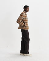 wax london men's Heath - Natural And Tan Drawn Check Jacket