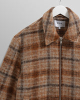 wax london men's Heath - Natural And Tan Drawn Check Jacket