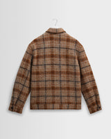wax london men's Heath - Natural And Tan Drawn Check Jacket