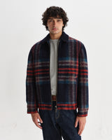 wax london men's Heath - Navy And Multicolour Check Wool Jacket