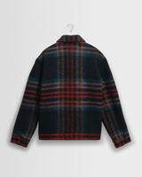 wax london men's Heath - Navy And Multicolour Check Wool Jacket
