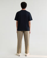 wax london men's Hill - Black Slub Organic Cotton Henley T-Shirt