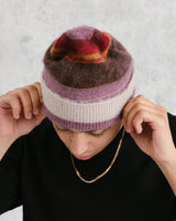 wax london men's Hill - Oatmeal Brush Stripe Wool Beanie