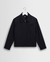 wax london men's Holland - Dark Navy Wool Blend Stripe Jacket