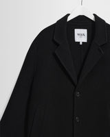 wax london men's Hugo - Black Double Face Wool Coat