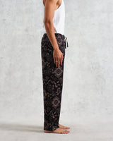 wax london men's Hutton - Black And Beige Paisley Floral Lounge Trouser