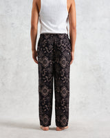 wax london men's Hutton - Black And Beige Paisley Floral Lounge Trouser
