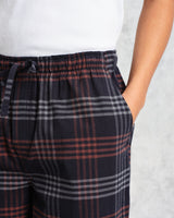 wax london men's Hutton - Navy And Orange Check Flannel Lounge Trouser
