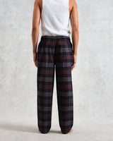 wax london men's Hutton - Navy And Orange Check Flannel Lounge Trouser