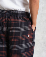 wax london men's Hutton - Navy And Orange Check Flannel Lounge Trouser