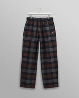 wax london men's Hutton - Navy And Orange Check Flannel Lounge Trouser
