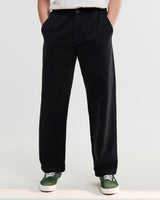 wax london men's Hyde - Black Organic Cotton Twill Straight Fit Trousers