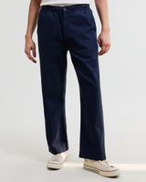 wax london men's Hyde - Navy Organic Cotton Twill Straight Fit Trousers