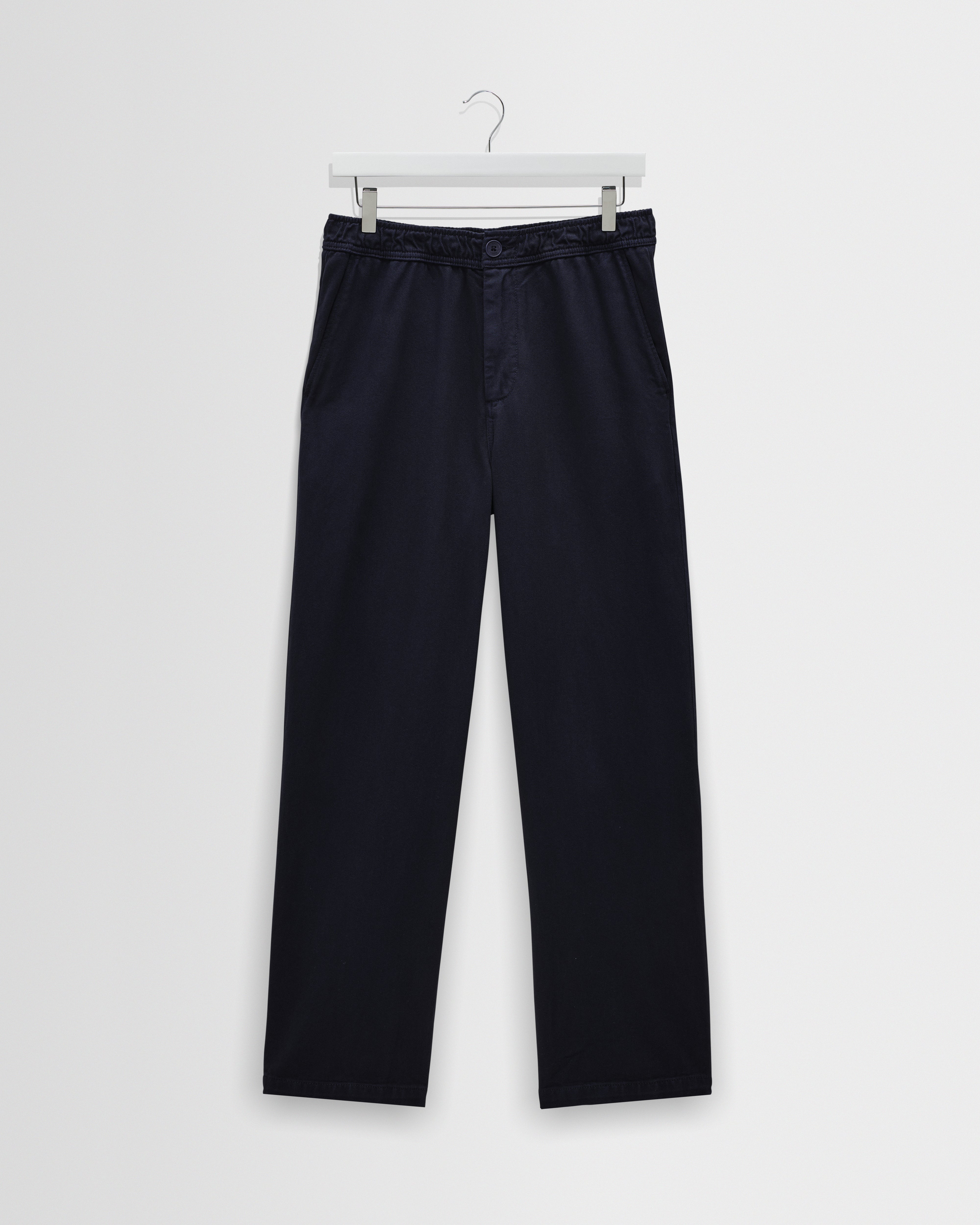 パンツ high waist straight twill pants Men's Navy Organic Cotton Twill Straight Fit Trousers | Wax London