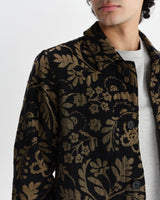 wax london men's Iggy - Black And Khaki Chenille Jacquard Jacket