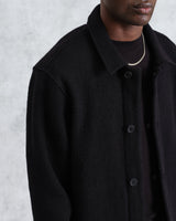 wax london men's Iggy - Black Knitted Wool Jacket