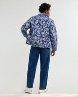 wax london men's Iggy - Blue And Ecru Floral Jacquard Jacket