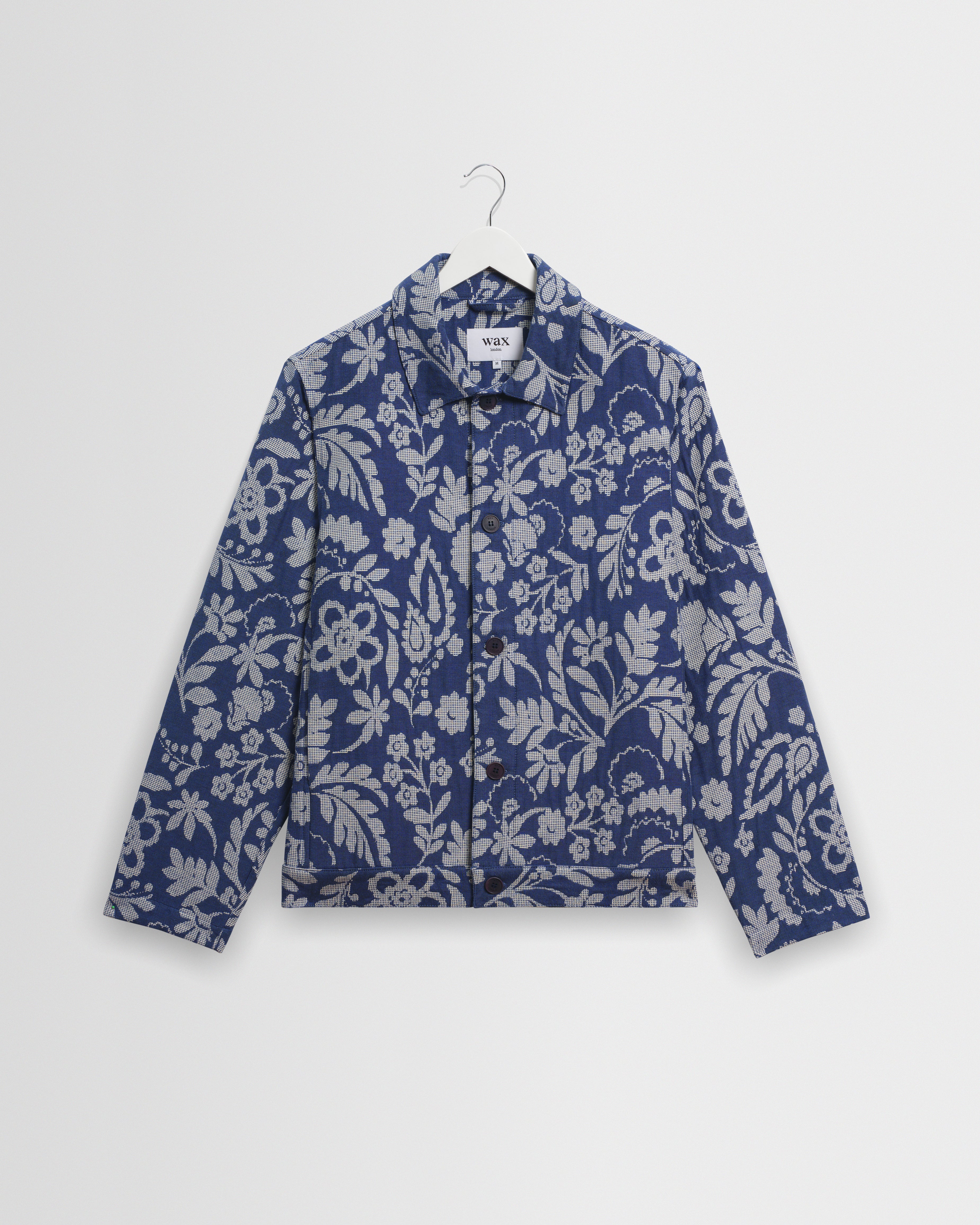 Men's Blue And Ecru Floral Jacquard Jacket | Wax London