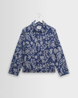 wax london men's Iggy - Blue And Ecru Floral Jacquard Jacket