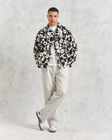 wax london men's Iggy - Navy And Ecru Spin Jacquard Jacket