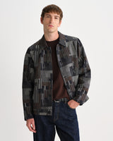 wax london men's Iggy - Navy And Brown Abstract Jacquard Jacket
