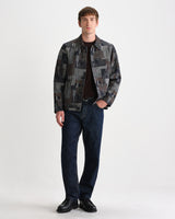 wax london men's Iggy - Navy And Brown Abstract Jacquard Jacket