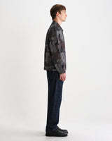 wax london men's Iggy - Navy And Brown Abstract Jacquard Jacket
