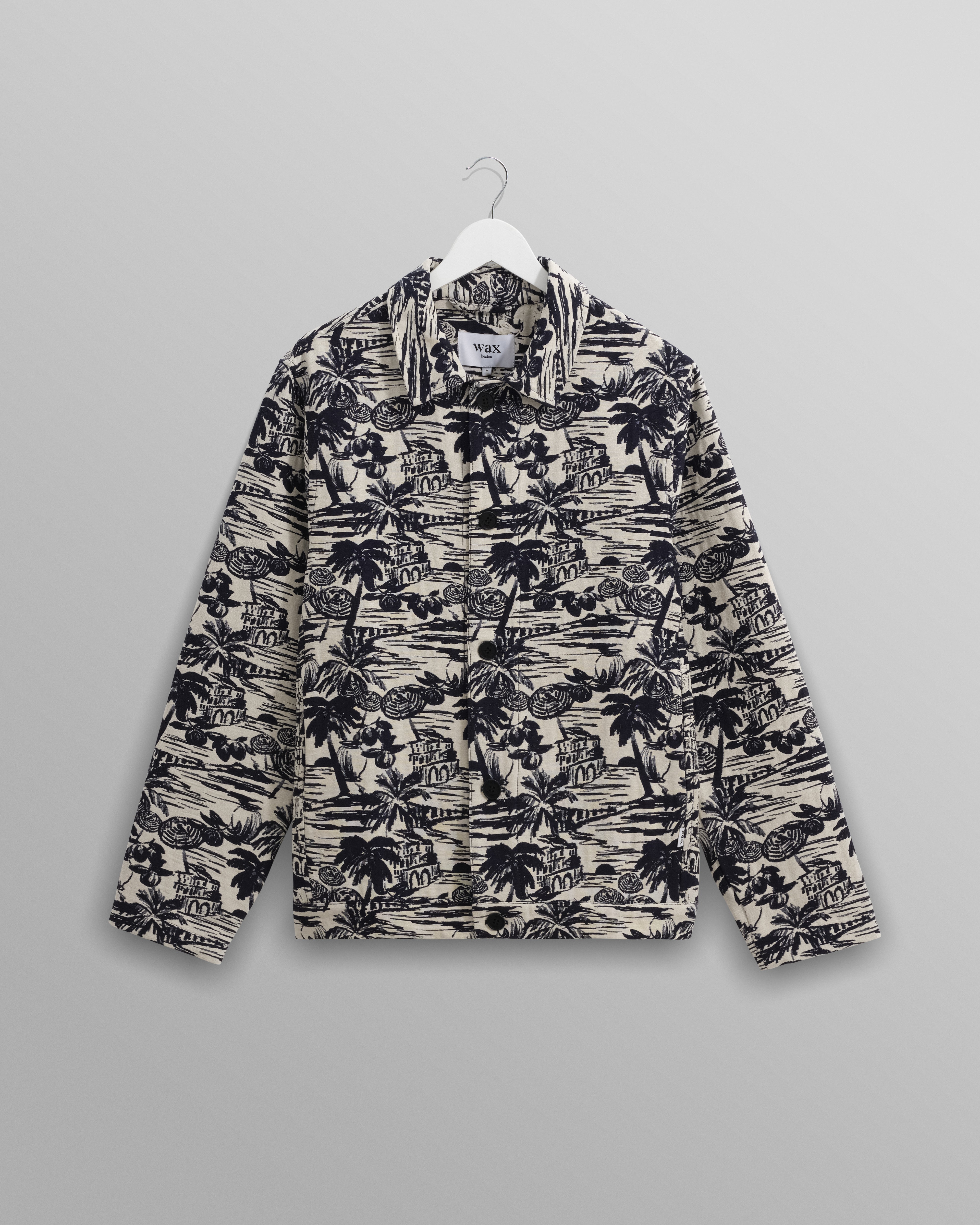 wax london men's Iggy - Navy And Ecru Beach Jacquard Jacket