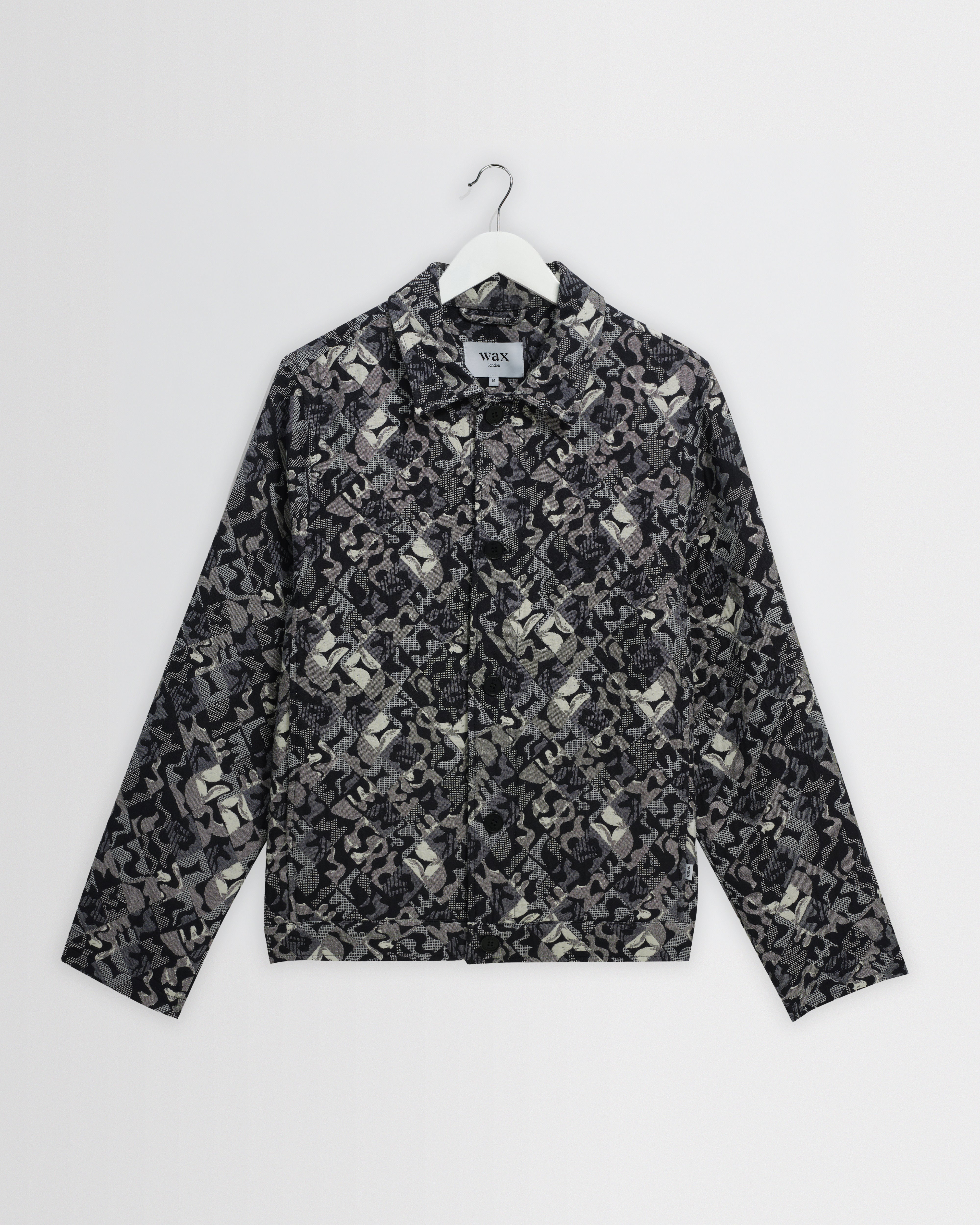 Men's Navy And Ecru Tile Jacquard Jacket | Wax London