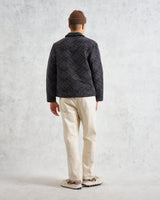 wax london men's Iggy - Navy Diamond Stitch Jacquard Jacket