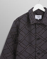 wax london men's Iggy - Navy Diamond Stitch Jacquard Jacket