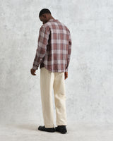 wax london men's Jaunt - Brown Check Linen Shirt