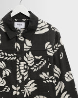 wax london men's Jay - Black And Ecru Printed Cotton Chore Jacket