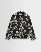 wax london men's Jay - Black And Ecru Printed Cotton Chore Jacket