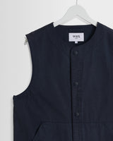 wax london men's Jedd - Navy Organic Cotton Ripstop Gilet