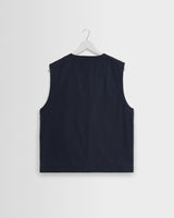 wax london men's Jedd - Navy Organic Cotton Ripstop Gilet
