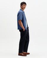 Keats - Blue Cotton Seersucker Short-Sleeve Shirt