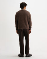 wax london men's Kemp - Brown Brushed Fluffy V-Neck Jumper